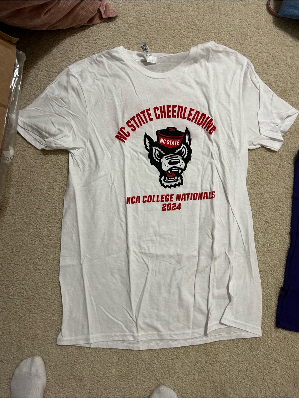 NC STATE Cheerleading White Graphic T-Shirt - NCA College Nationals 2024